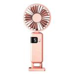 Portable Digital Display Hanging Neck Mute Small Fan USB Charging Handheld Foldable Fan(Pink)