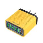 6-Ports Multifunctional Quick Charging USB Travel Charger Power Adapter, Model: Yellow US Plug