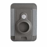 For AirTag Tracker Magnetic Leather Card Holder Wallet ID Case(Grey)