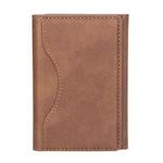 Tri-fold Magnetic Leather Wallet Card Holder for iPhone 15/14/13/12 Series(Brown)