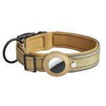 For AirTag Tracker Dog Collar Neoprene Lining Reflective Pet Collar, Size: L(Dark Khaki)