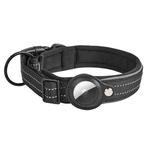 For AirTag Tracker Dog Collar Neoprene Lining Reflective Pet Collar, Size: L(Black)