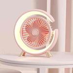 USB Charging Desktop Fan With Light Student Dormitory Light Sound Office Aroma Desktop Fan(Pink)