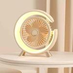 USB Charging Desktop Fan With Light Student Dormitory Light Sound Office Aroma Desktop Fan(Warm White)