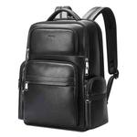 Bopai 61-98611 Large-capacity Waterproof First-layer Cowhide Laptop Backpack With USB+Type-C Port(Black)