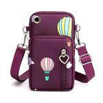Crossbody Mobile Phone Bag Vertical Wallet Wrist Pouch With Arm Band for Women, Style: Purple Balloon 
