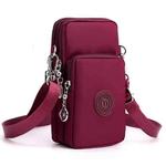 Crossbody Mobile Phone Bag Vertical Wallet Arm Bag With Headphone Hole(Wine Red)