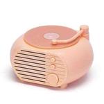 Retro Mini Record Player Wireless Bluetooth Speaker Multifunctional Card Desktop Speaker(Pink Pink)