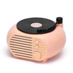 Retro Mini Record Player Wireless Bluetooth Speaker Multifunctional Card Desktop Speaker(Pink Black)