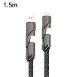 Mechatronic 4 In 1 Charging Cable Cell Phone Fast Charging Data Cords, Length: 1.5m(Black)