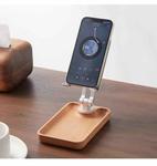 Beech Wood Desktop Mobile Phone Stand Lifting Folding Tablet Holder with Tray Base
