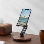 360 Degree Rotating Walnut Mobile Phone Holder Foldable Tablet Stand