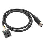 50cm Motherboard USB 9Pin To Type-C Straight Data Double Shielded Cable(Black)