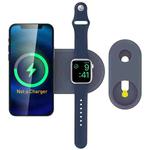 For Apple Watch / iPhone AhaStyle PT135 2 In 1 Silicone Wireless Charging Base(Midnight Blue)