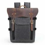 Vintage Camera Bag Waterproof  Canvas Backpack with Laptop Compartment Tripod Holder(Dark Gray)