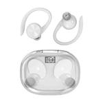 Stereo Hanging Ear Bluetooth Earphones With Digital Display Charging Compartment(White)