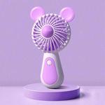 Cute Cartoon Handheld Small Fan Mini Portable USB Charging Fan, Size: Bear(Purple)