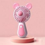 Cute Cartoon Handheld Small Fan Mini Portable USB Charging Fan, Size: Bear(Pink)