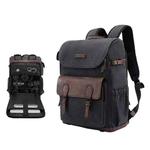 Cwatcun D128 Vintage Shoulder Backpack Split Compartment Large Capacity Splashproof Photography Bag, Color: Medium Black