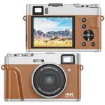 DC202L 2.8-Inch 4K HD 16X Zoom Photography Digital Camera Home SLR Camera, Color: Brown EU Plug