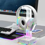 Z3 Cracked With 3USB Expansion Port Headphone Stand RGB Ambient Light Headphone Display Holder(White)