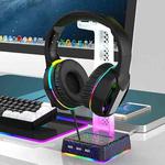 Z3 Cracked With 3USB Expansion Port Headphone Stand RGB Ambient Light Headphone Display Holder(Black)