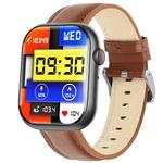 F70  2.1 Inch Screen Smart Watch With Blood Sugar/Blood Oxygen Monitoring /SOS Alarm/100+ Sports Modes, Color: Black Brown Leather