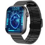 F70  2.1 Inch Screen Smart Watch With Blood Sugar/Blood Oxygen Monitoring /SOS Alarm/100+ Sports Modes, Color: Black Bamboo