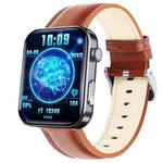 F300  2.1-Inch Screen Smart Watch Supports Bluetooth Calls/ECG/Blood Composition Analysis/50+ Sports Modes, Color: Black Brown Leather