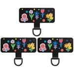 3pcs Stainless Steel Mobile Phone Lanyard Gasket Universal Hand Strap Fixed Connector(Cartoon Garden)