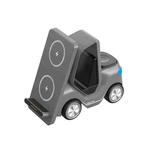 T20S 3-In-1 15W Small Forklift-Shaped Desktop Wireless Charger With LED Atmosphere Light(Gray)