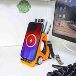 T20S 3-In-1 15W Small Forklift-Shaped Desktop Wireless Charger With LED Atmosphere Light(Orange)