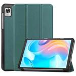 For Blackview Tab 60 8.68-Inch 2023 Custer Pure Color 3-Fold Holder Smart Leather Tablet Case(Dark Green)