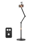 1.7m Mobile Phone Floor Stand Overhead Shooting Holder Retractable Lazy Support, Spec: With Control+Light