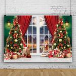 120x80cm Christmas Wreath Snow Scene Photography Background Curtain, Color: 11421618