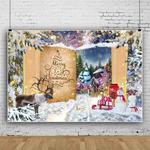 120x80cm Christmas Wreath Snow Scene Photography Background Curtain, Color: 11421670