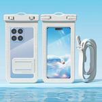 7.2 Inch Mobile Phone Waterproof Bag with Finger Strap On The Back(White)