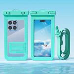 7.2 Inch Mobile Phone Waterproof Bag with Finger Strap On The Back(Cyan)