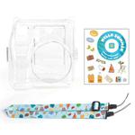 For Fujifilm instax mini SE Photo Bag Crystal Case Shoulder Strap Rope Sticker Set(Blue Beach Travel)