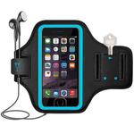 Mobile Phone Armband With Adjustable Strap & Key Pocket, Size: Medium Blue