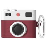 For AirPods Pro / Pro 2 Earphone Silicone Retro Camera Design Cover Protective Case(Purple Red)