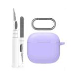 For Airpods 4 AhaStyle WG163 Earphone Drop-Proof Dust-Proof Silicone Protective Case With Cleanning Pen(Purple)