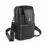 KUNQITIAN Mobile Phone Waist Bag Belt Leather Case With Shoulder Strap, Size: S(Black)