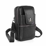 KUNQITIAN Mobile Phone Waist Bag Belt Leather Case With Shoulder Strap, Size: M(Black)