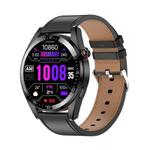 1.43 inch AMOLED Screen Smartwatch Heart Rate Blood Pressure Monitoring Bluetooth Talking Sports Watch, Color: Black Leather Strap