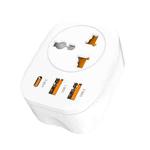 Universal Converter Plug 2USB+Type-C Smart Converter Socket US Plug(White)