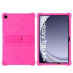 For Samsung Galaxy Tab A9+ Shockproof Silicone Tablet Protective Case With Holder(Rose Red)