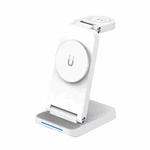 S90-3 3-in-1 Magnetic Folding Wireless Charger Phone Earphone Watch Fast Charging Stand(White)