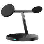 D10 3-In-1 15W Magnetic Mobile Phone Earphone Watch Wireless Fast Charger(Black)