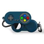 For AirTag Tracker Retro Game Console Shape Silicone Case with Carabiner(Ink Green)